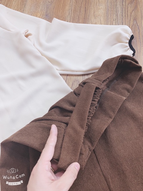 Set Áo sơ mi mix Chân váy Nhung