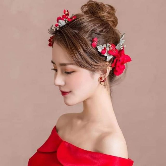 🍓🍓Bộ cài hoa nhung đỏ 🍓🍓🍓🍓