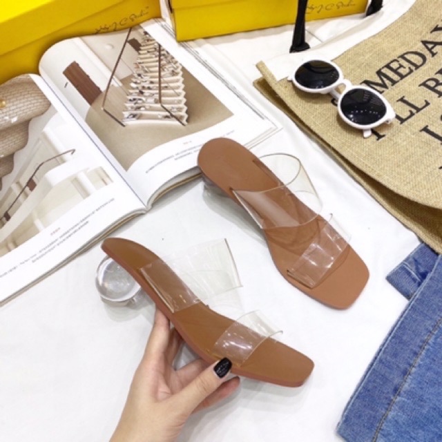 DÉP GUỐC NỮ 2 QUAI TRONG GÓT TRÒN TRONG 4p HÀNG ĐẸP GIÁ TỐT
