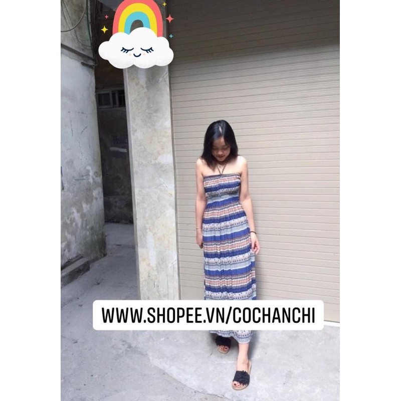 [chọn màu]Đầm maxi ống thổ cẩm dài 1m2
