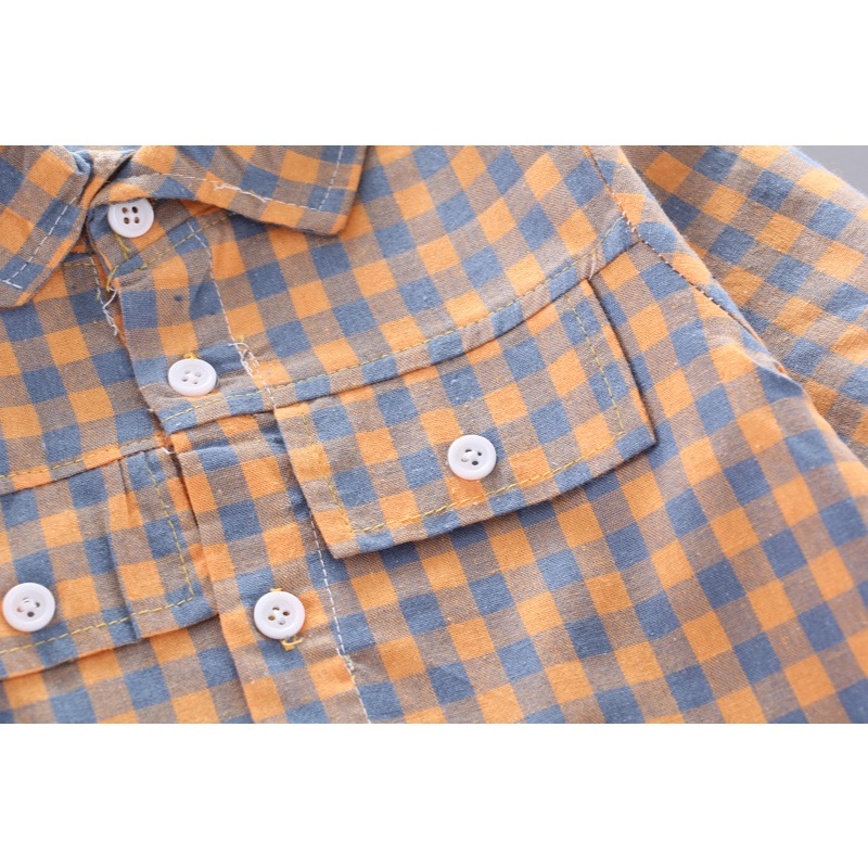 Áo sơ mi tay dài kẻ sọc caro phong cách Hàn Quốc thời trang mùa thu 2020 mới cho bé trai