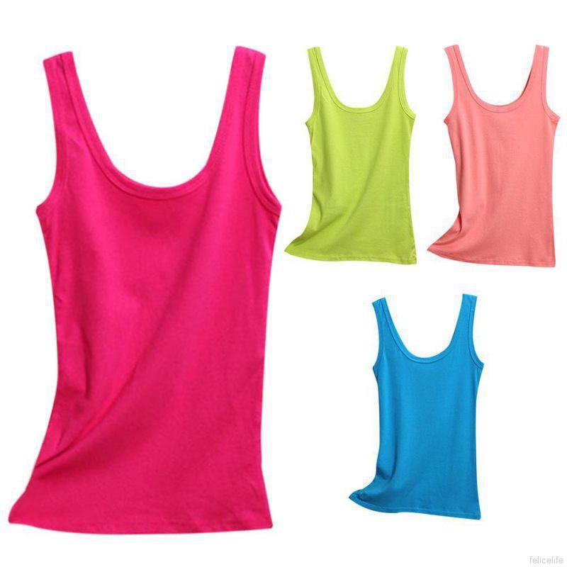 Áo tank top ba lỗ cotton màu trơn thời trang cho nữ
