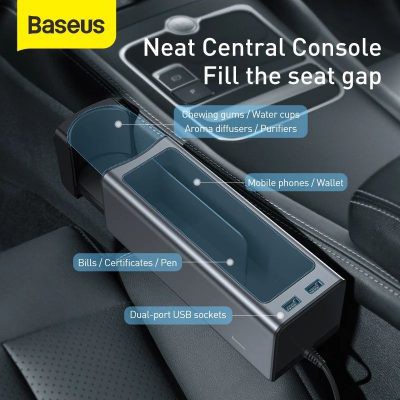 Ngăn Chứa Đồ Tiện Dụng Tích Hợp Sạc USB Dùng Cho Xe Hơi Baseus Deluxe Metal Armrest Console Organizer | BigBuy360 - bigbuy360.vn