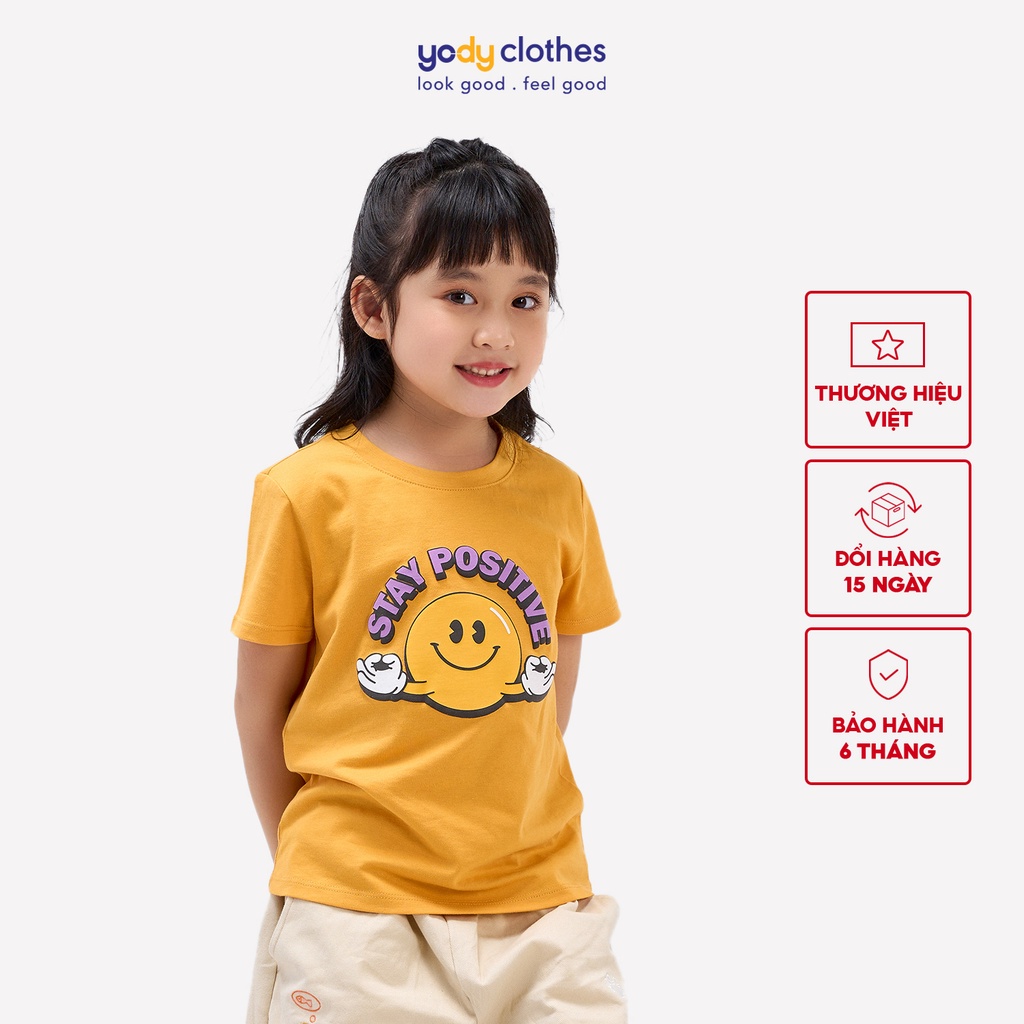 Áo thun trẻ em YODY cotton USA unisex In chữ Stay Positive - AR Collections TSK5087