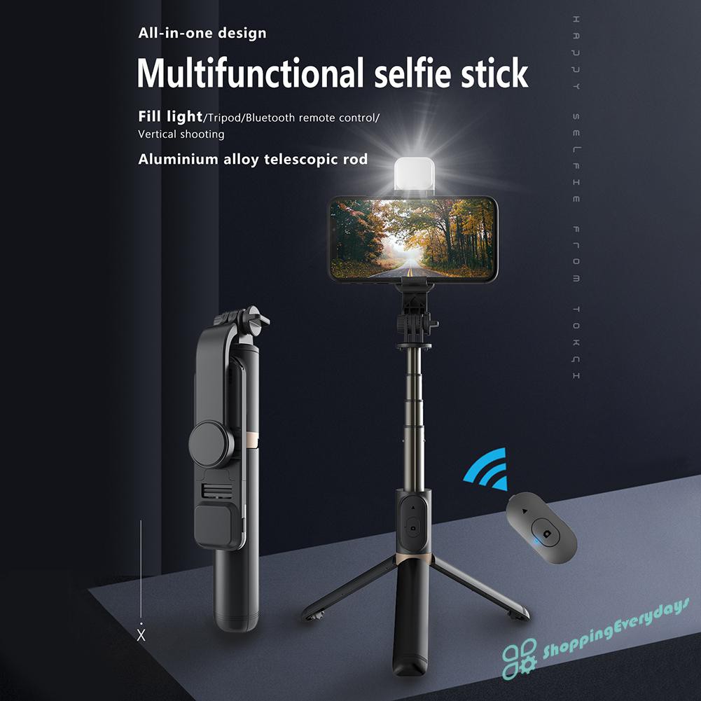 sv  Q03S Aluminum Bluetooth Selfie Stick Tripod w/ Remote Shutter + Fill Light