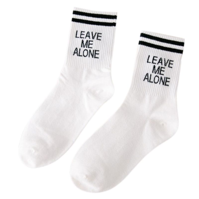 Đôi Tất Chân Cotton Dài Họa Tiết Chữ Vui Nhộn Cho Nữ