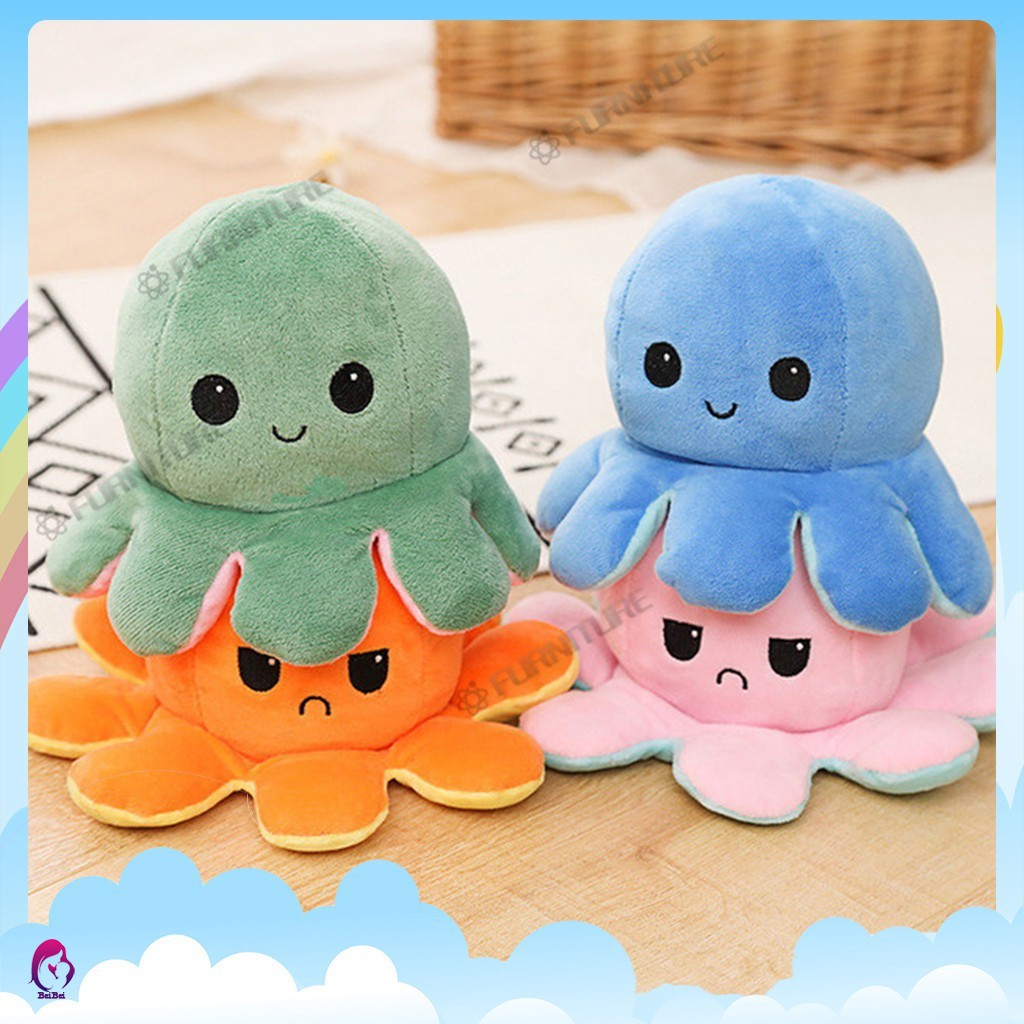 bạch tuộc cảm xúc Reversible Octopus two color Bạch tuộc nhồi bông cảm xúc