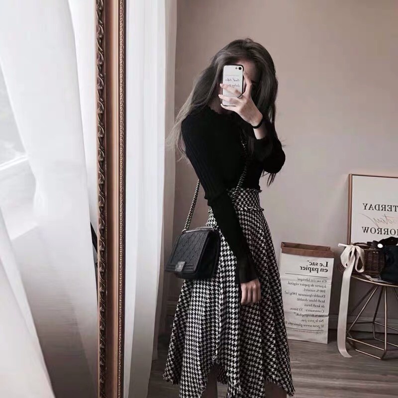 Chân váy dáng dài cạp cao cực tiểu thư mã C34