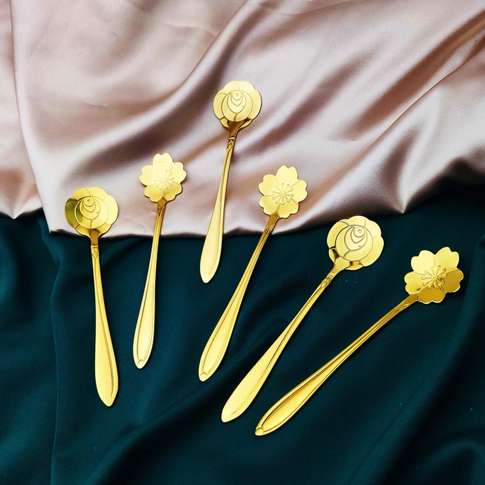 Set 8 Muỗng Ăn Tráng Miệng Bằng Thép Không Gỉ Nhiều Màu