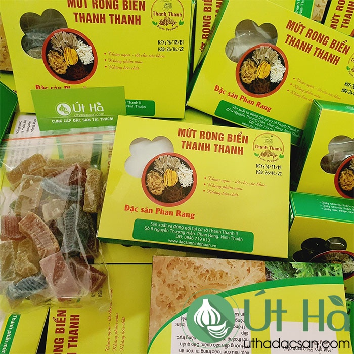 Mứt Rong Sụn Biển Thanh Thanh Hộp 250gr Đặc Sản Ninh Thuận Dạng Thỏi Thập Cẩm Nhiều Hương Vị - Út Hà Đặc Sản