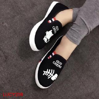 Freeship - giày lười slip on mèo cá thời trang