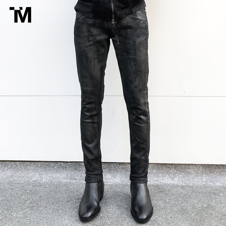 Quần Jeans Nam TARMOR Dáng Ôm Màu Đen Waxed Skinny Jeans In Waxed Black Denim