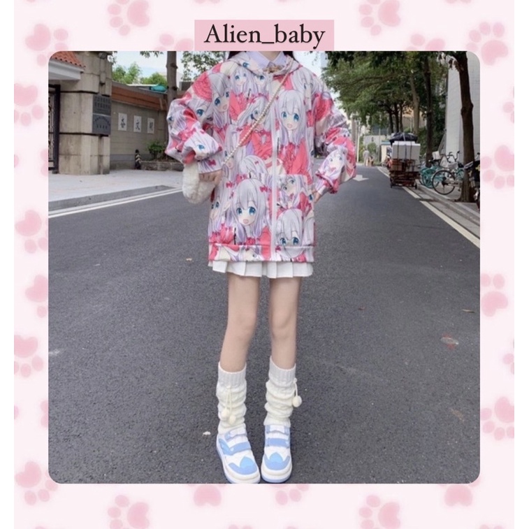 Áo khoác hoodie zip in hình nhân vật anime