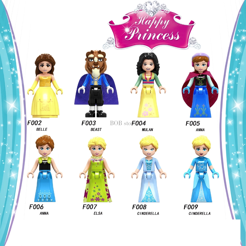 Đồ chơi lắp ráp mô hình nhân vật công chúa Anna Elsa Cinderella Fairy Godmother Olivia