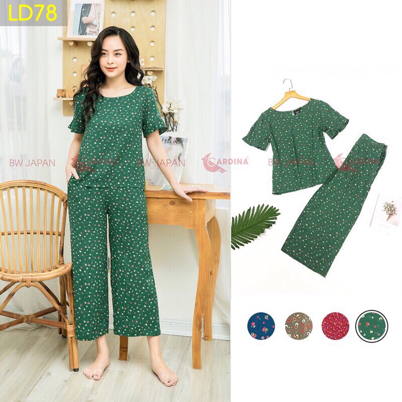 Bộ lanh nhung quần ống xớ áo tay loe Cardina