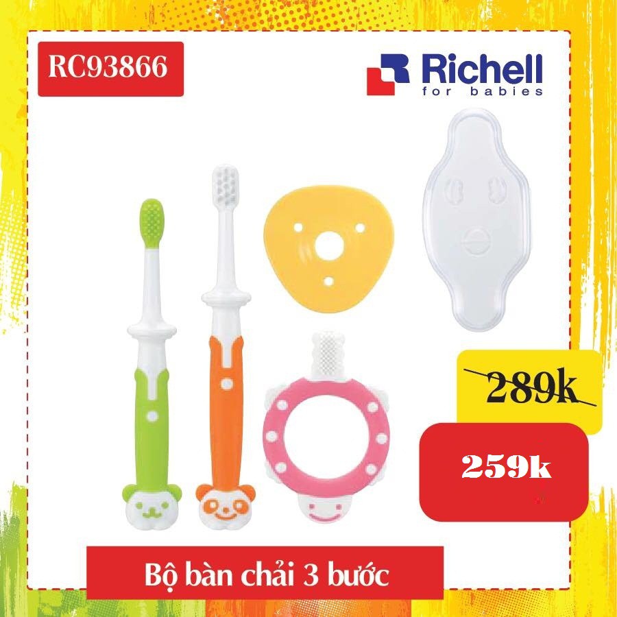 Bàn chải đánh răng Richell 93866 (3 bước) cho bé
