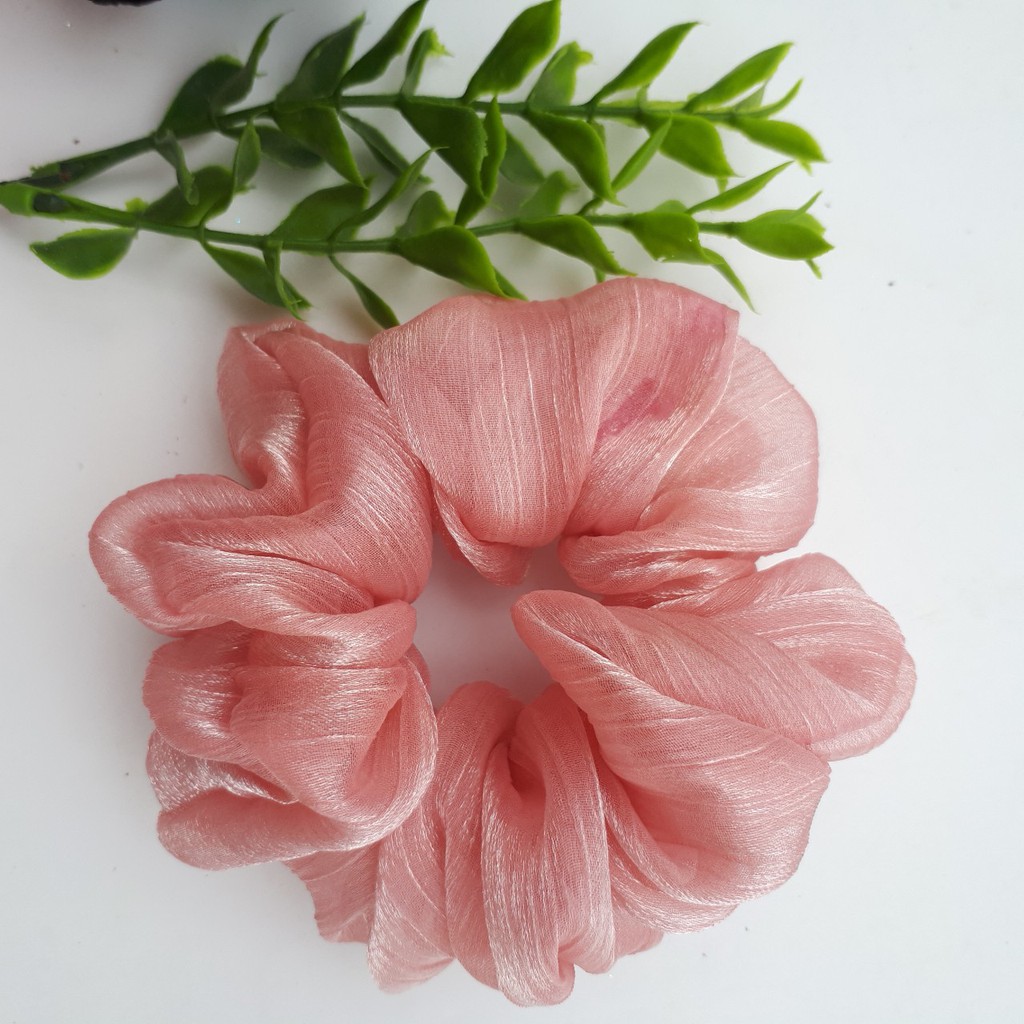 Dây cột tóc vải Scrunchies nhiều màu chất liệu voan xước buộc tóc, đeo tay cực xinh
