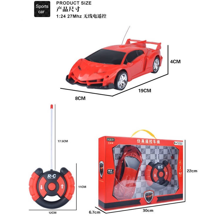 Đồ Chơi Điều Khiển Ô tô 4 Chiều Tỉ Lệ 1:24 -Dùng Pin Tiểu