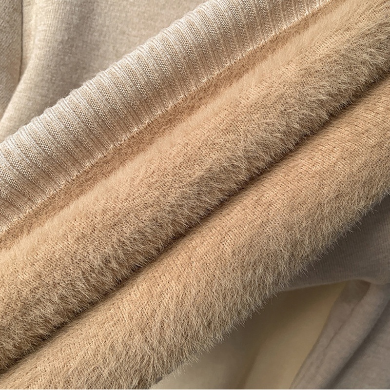 Áo Sweater Dệt Kim Cổ Lọ Lót Lông Cừu Giữ Ấm Thời Trang Cho Nữ