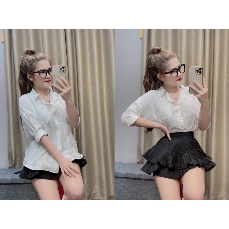 [CÓ ẢNH THẬT] Sơ  Mi Đũi Giấy Cổ Bẻ Form Rộng Thụng Dấu Quần - Áo Sơ Mi Cổ Đức Ulzzang Hot Trend 2022