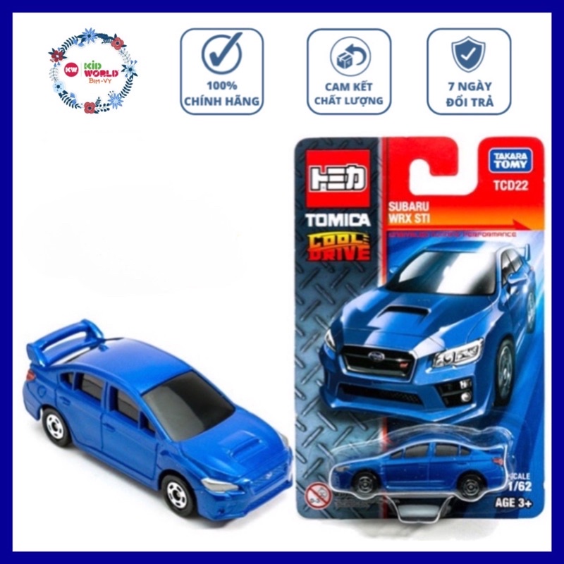 Xe mô hình Tomica Card Cool Drive Subaru WRX STI TCD22. Made in China. Tỷ lệ 1:62.