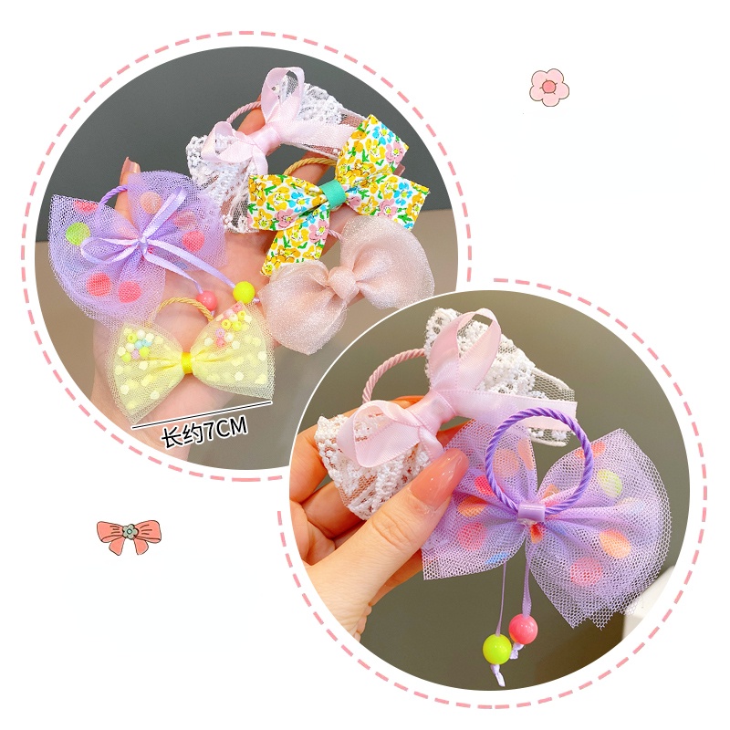 Set 10 Dây Cột Tóc Nơ Xinh Xắn Dành Cho Bé Gái