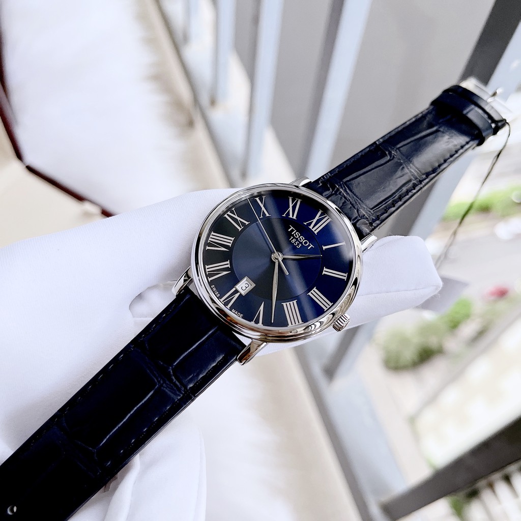 Đồng hồ nam chính hãng Tissot Carson Premium Quartz Blue Dial T122.410.16.043.00 - Máy Quartz pin - Kính Sapphire