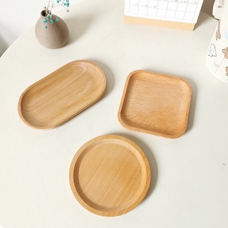 Khay đĩa gỗ decor trang trí đựng đồ ăn dặm bánh pudding flan cho bé hình chữ nhật, vuông, tròn