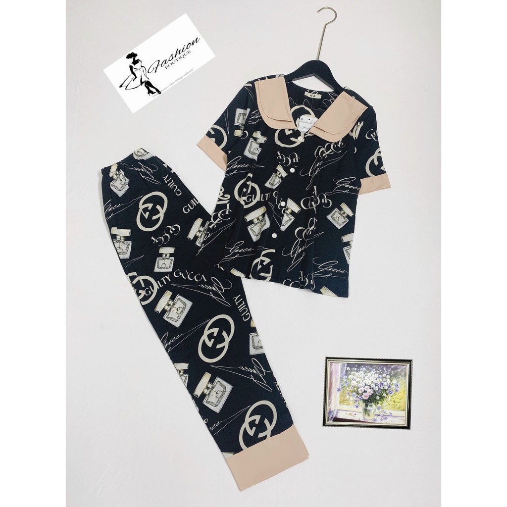 Đồ bộ pijama mặc nhà cho nữ chất Mango in hình GC , tay ngắn quần dài tiểu thư form rộng dễ thương Lokishop04 | BigBuy360 - bigbuy360.vn