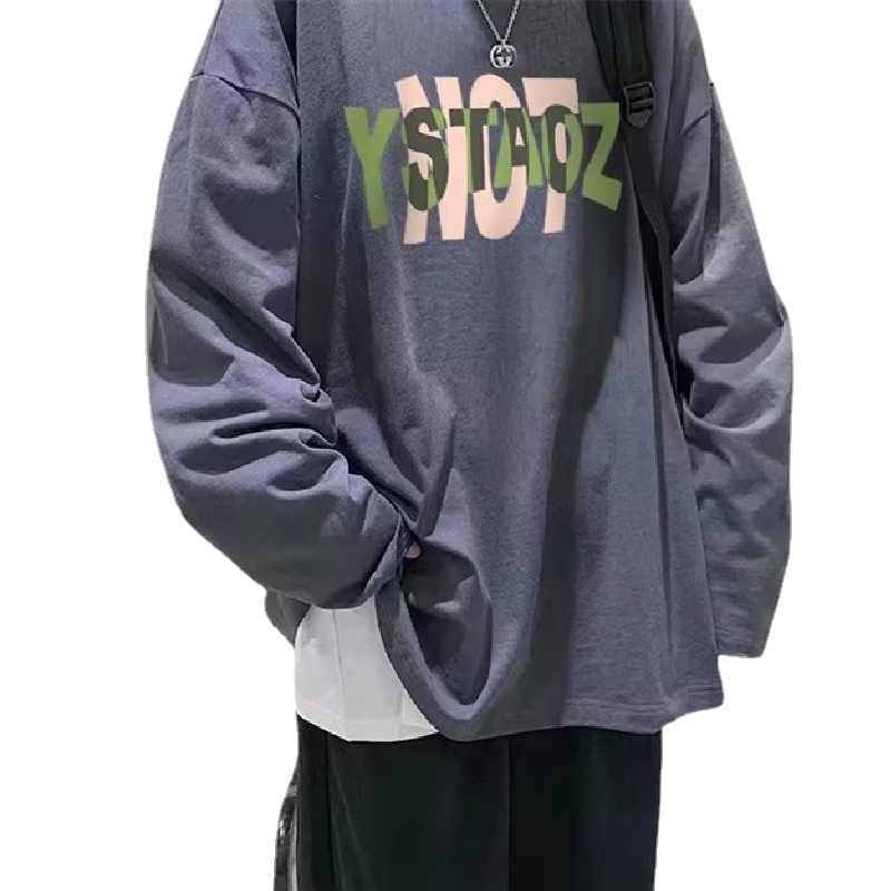 Áo Thun Tay Dài Cổ Tròn Dáng Rộng In Họa Tiết Hoạt Hình Phong Cách Hip Hop Nhật Bản Cho Nam size M-5XL