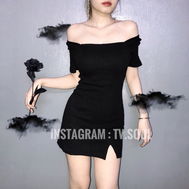 Đầm gân tay ngắn