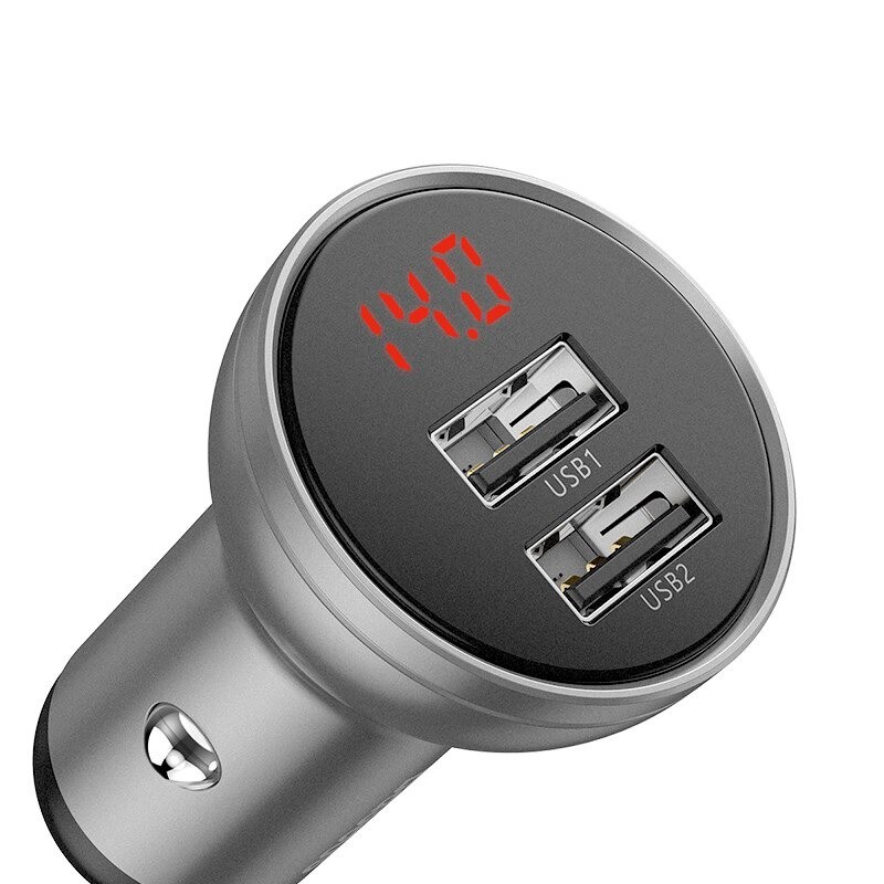 Tẩu sạc đa năng dùng cho xe ô tô Baseus Digital Display (24W, Dual USB 4.8A , Car Fast Charger)