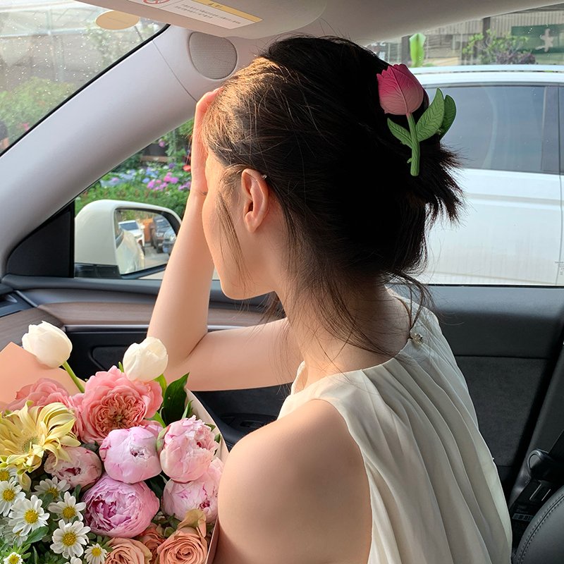 Kẹp Tóc Hình Hoa Tulip Thời Trang Phong Cách Hàn Quốc