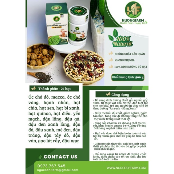BỘT NGŨ CỐC DINH DƯỠNG CAO CẤP 21 HẠT H.FARM _CHẤT LƯỢNG TỪ TỪNG NGUYÊN LIỆU