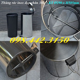 Thùng rác inox đạp chân 30L