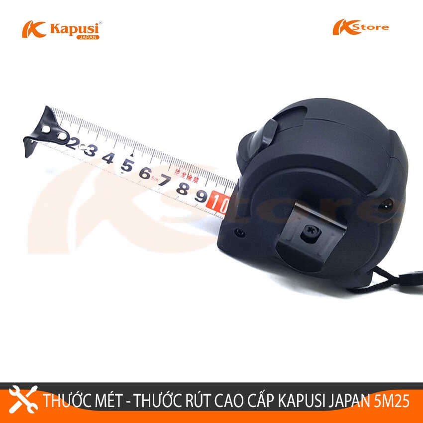 THƯỚC MÉT - THƯỚC RÚT CUỘN CAO CẤP KAPUSI JAPAN 5 MÉT*25, ĐỘ BỀN CAO AN TOÀN KHI SỬ DỤNG, HÀNG CHÍNH HÃNG BẢO HÀNH 24 TH