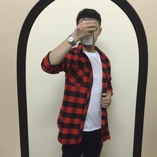 (CÓ SẴN) Áo sơ mi flannel vải cotton thoáng mát - SMT08 Đỏ