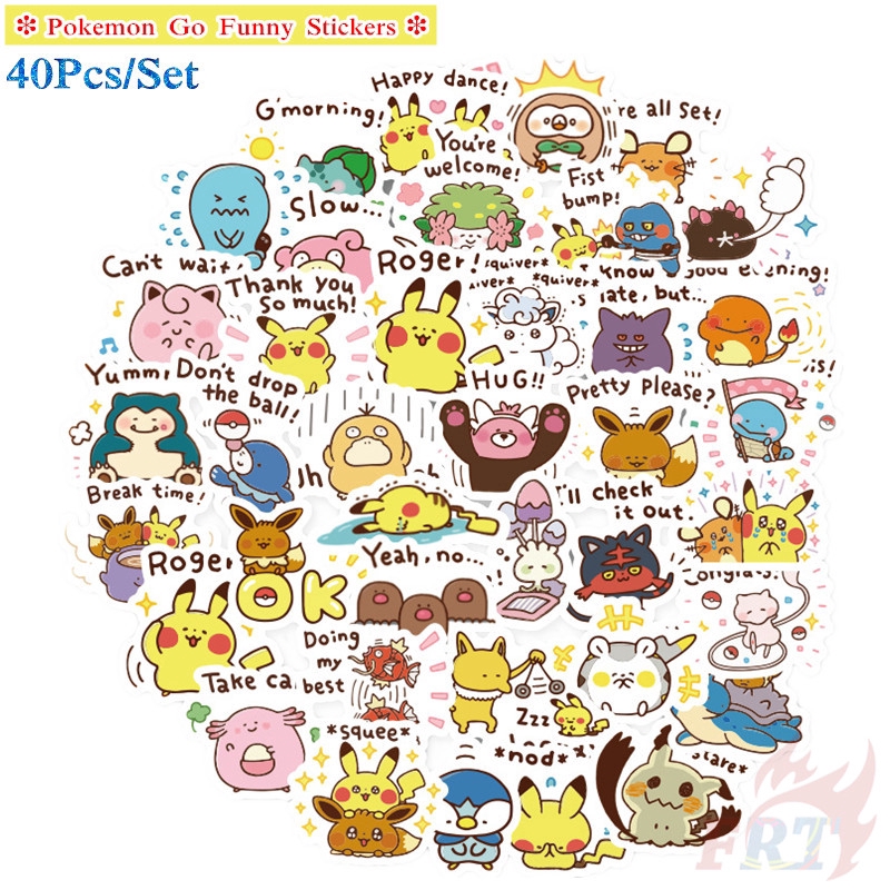 ❉ Pokemon Go - Series A Funny Stickers ❉ 40Pcs/Set DIY Decals Stickers for Album Diary Laptop Scrapbooks Skateboard