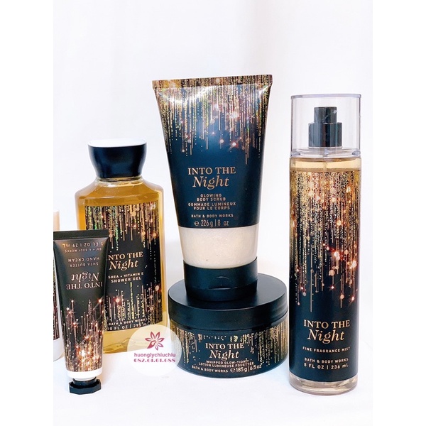 Xịt thơm bodymist, gel tắm, dưỡng thể Into the night Bath and body works