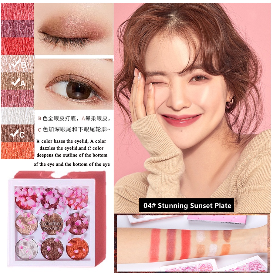 Bảng Phấn Mắt 9 Màu Sắc Tố Ngọc Trai Chống Nước Làm Sáng Da