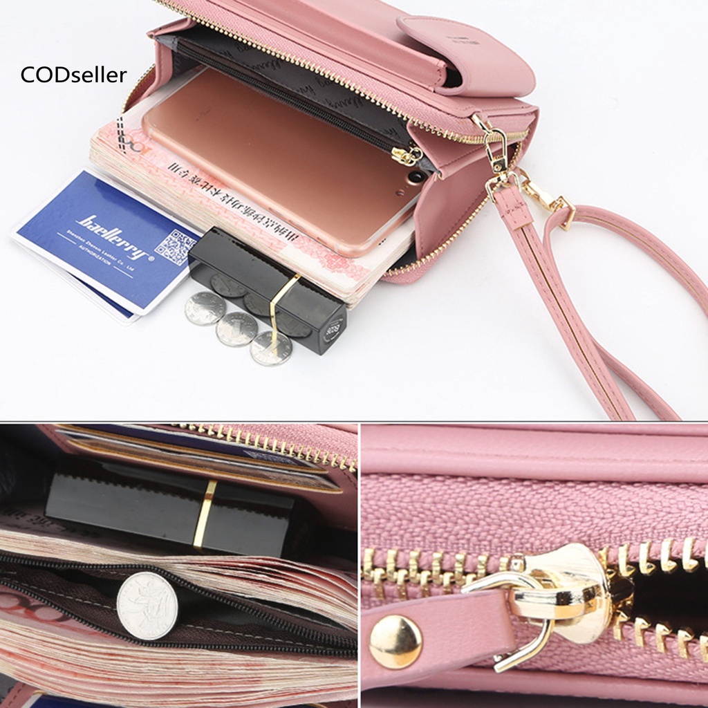 COD_ Useful Phone Bag Zipper Closure Multi Pocket Shoulder Bag Simple for Shopping