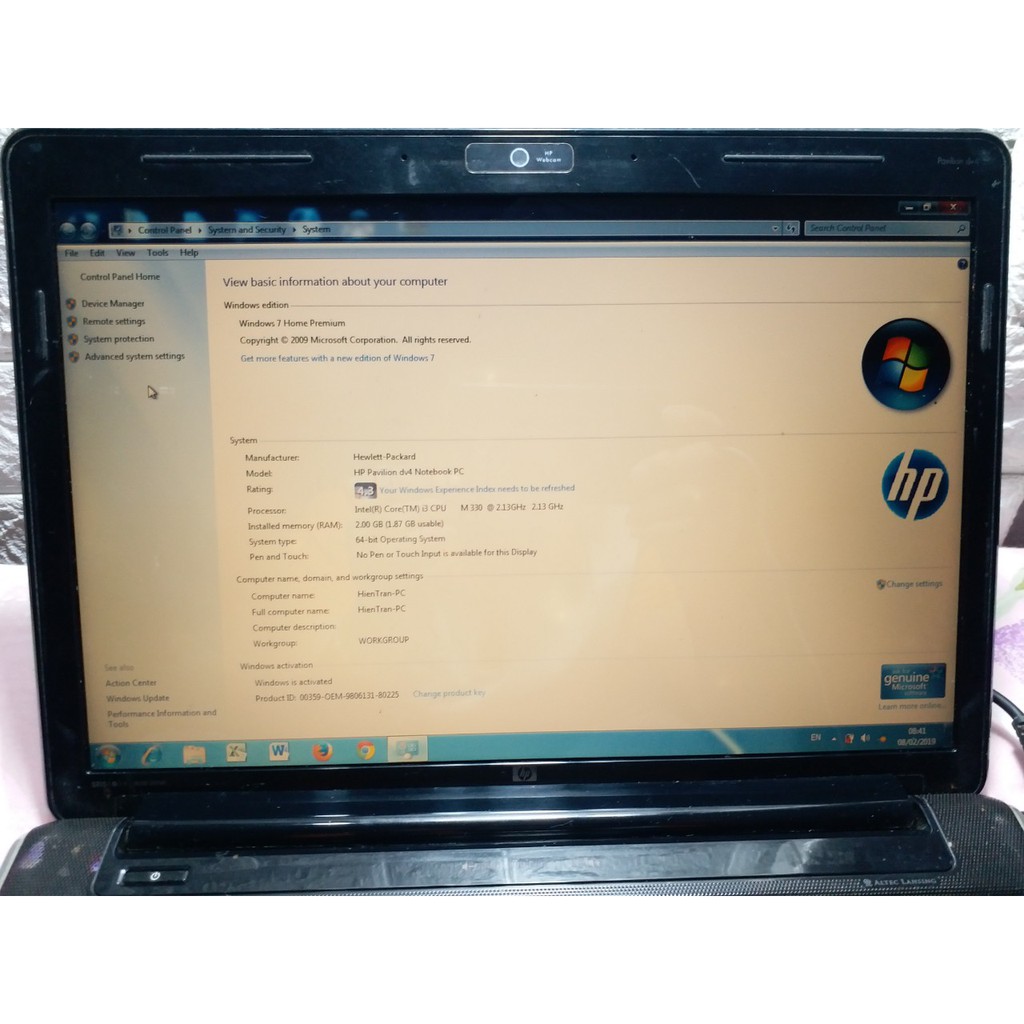 Laptop HP dv4 core i3 hàng văn phòng,học tập rất tốt