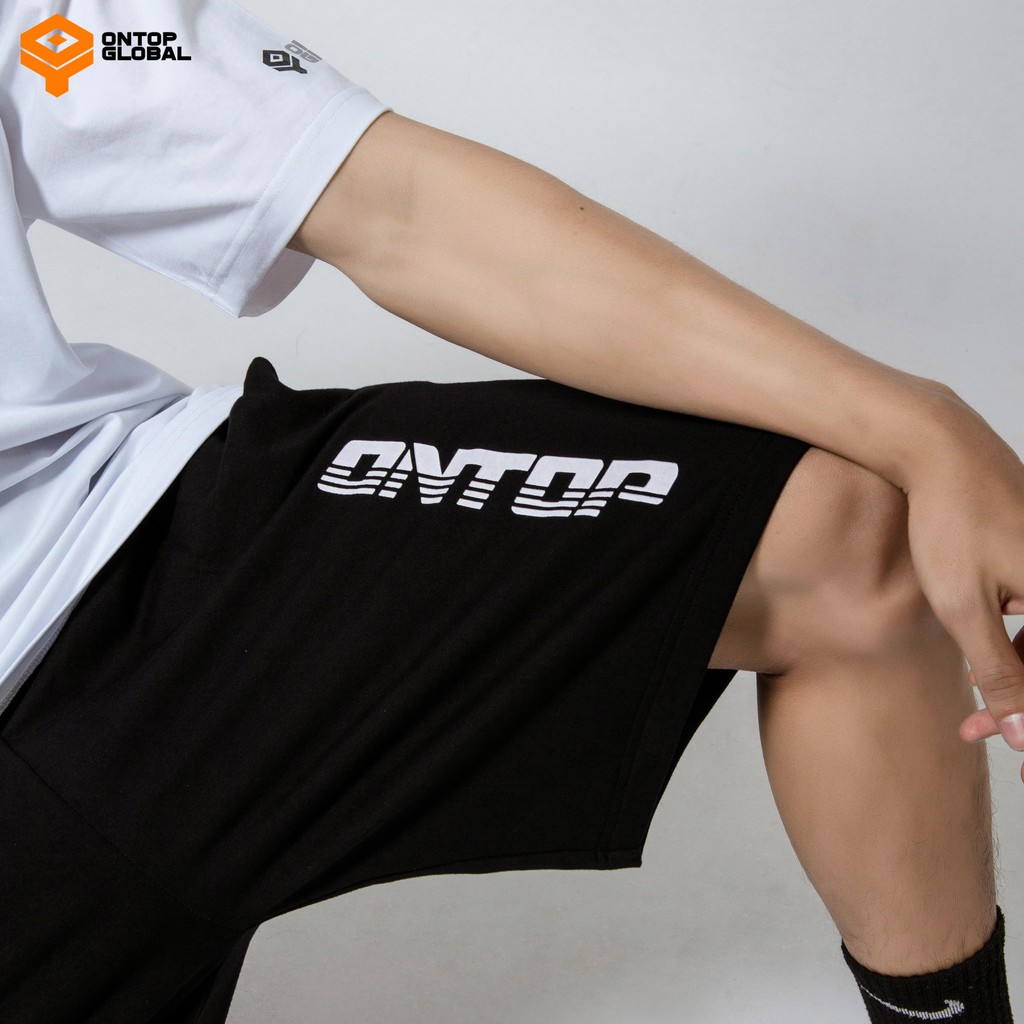 Quần short nam Local Brand ONTOP vải nỉ màu đen - Fade