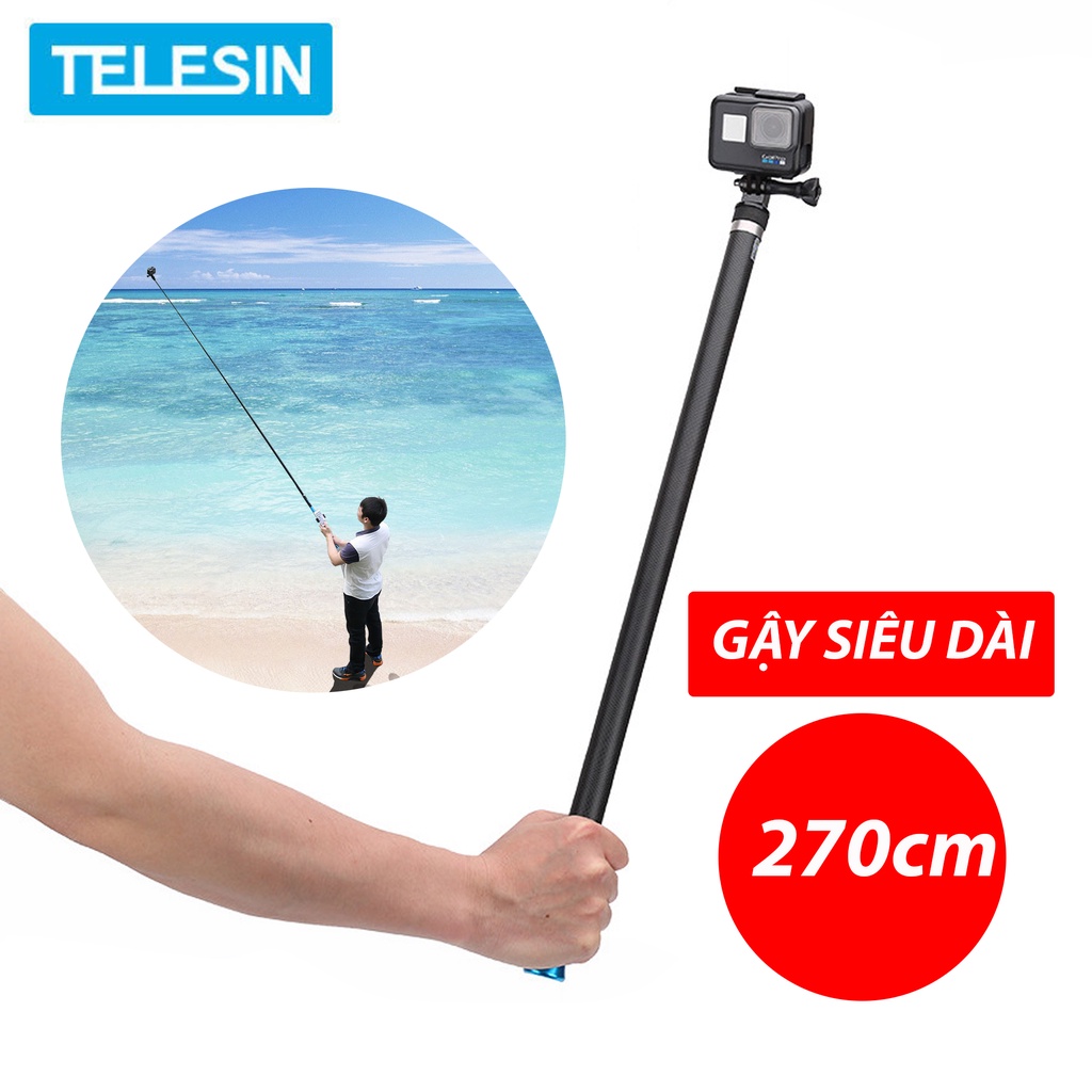 Gậy Telesin dài 2,7m cho GoPro, Sjcam, Yi Action, Osmo Action