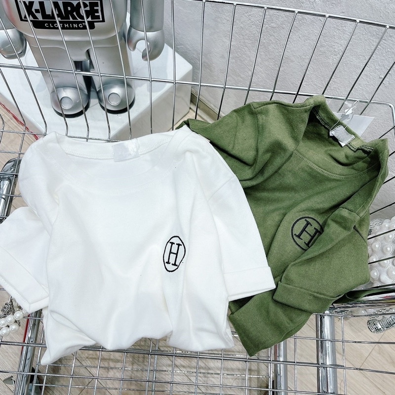 APN93 -  ÁO PULL CỘC TAY THÊU CHỮ H 4 MÀU CHO NỮ