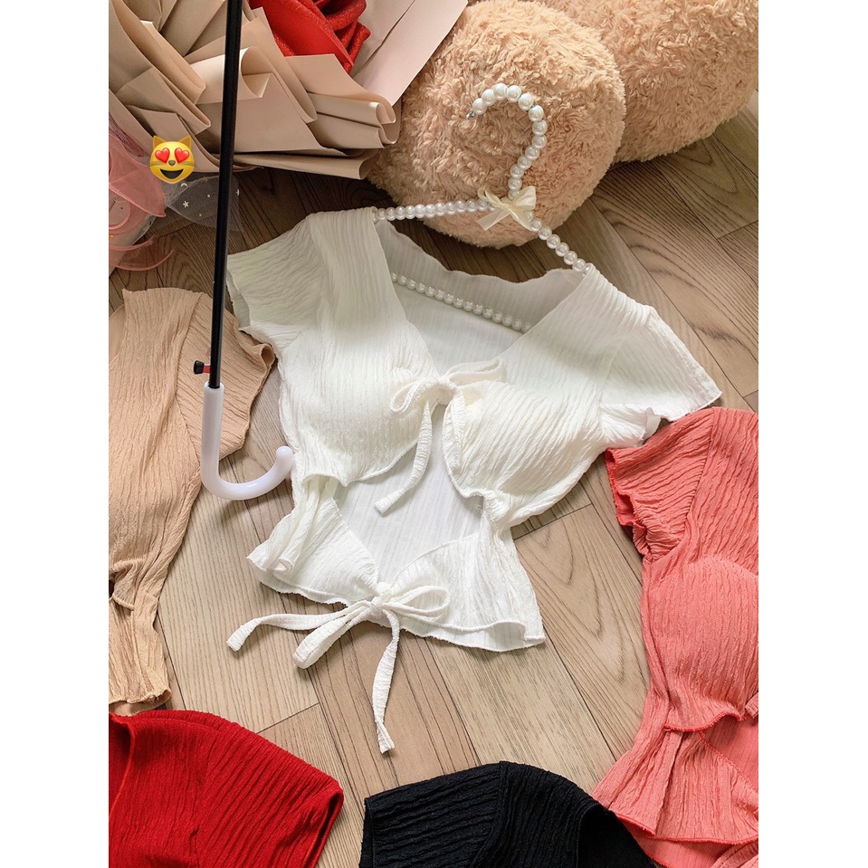 Áo xốp kiểu cột ngực cột eo croptop có mút ngực sexy , chất thun xốp mềm mịn
