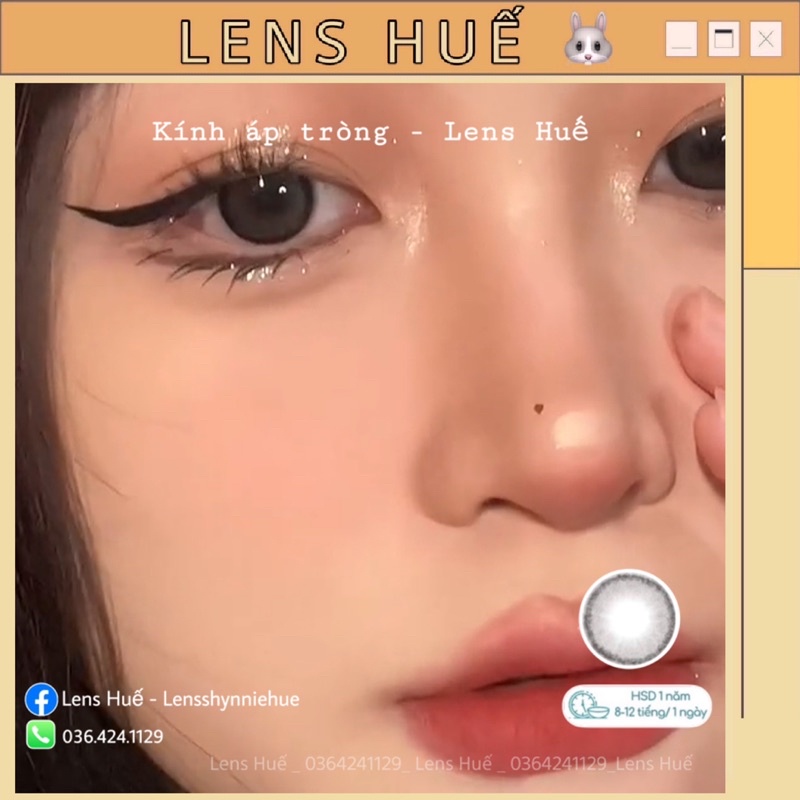 ✨ Lens Gray - Kính áp tròng size S - tây nhẹ pha xanh - Lens Huế