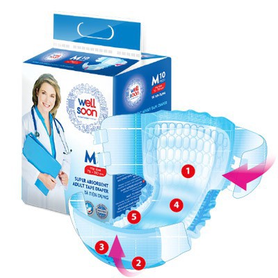 Tã bỉm tiện dụng cao cấp Well Soon dành cho phụ nữ sau sinh và người già - size M (3 miếng và 10 miếng)