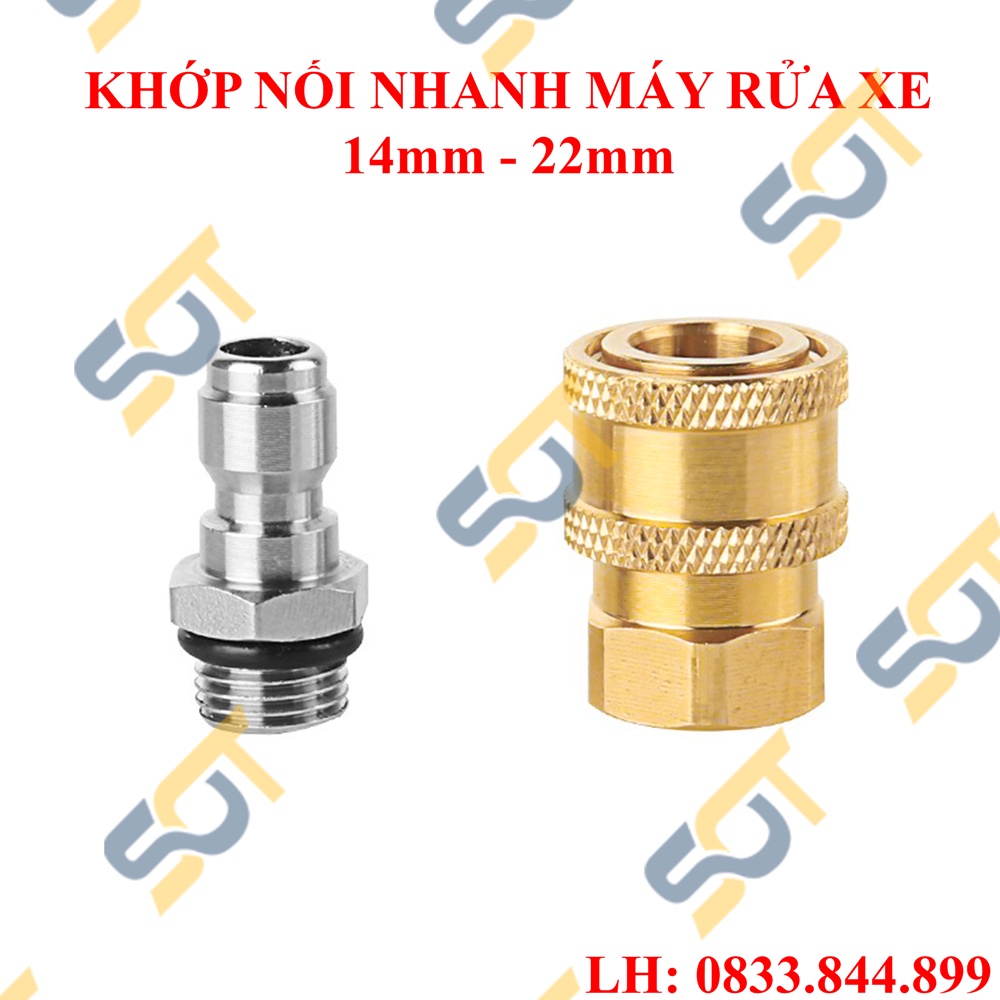 Khớp nối nhanh máy rửa xe, ống phun áp lực 14mm 22mm