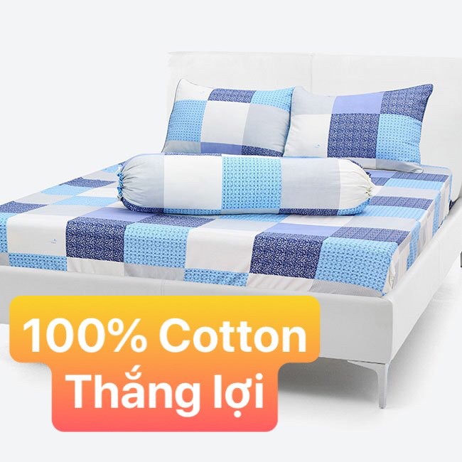 Bộ Drap Cotton THẮNG LỢI 4 món  {chuẩn logo cty}